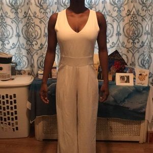Off white jumpsuit with wide pant leg